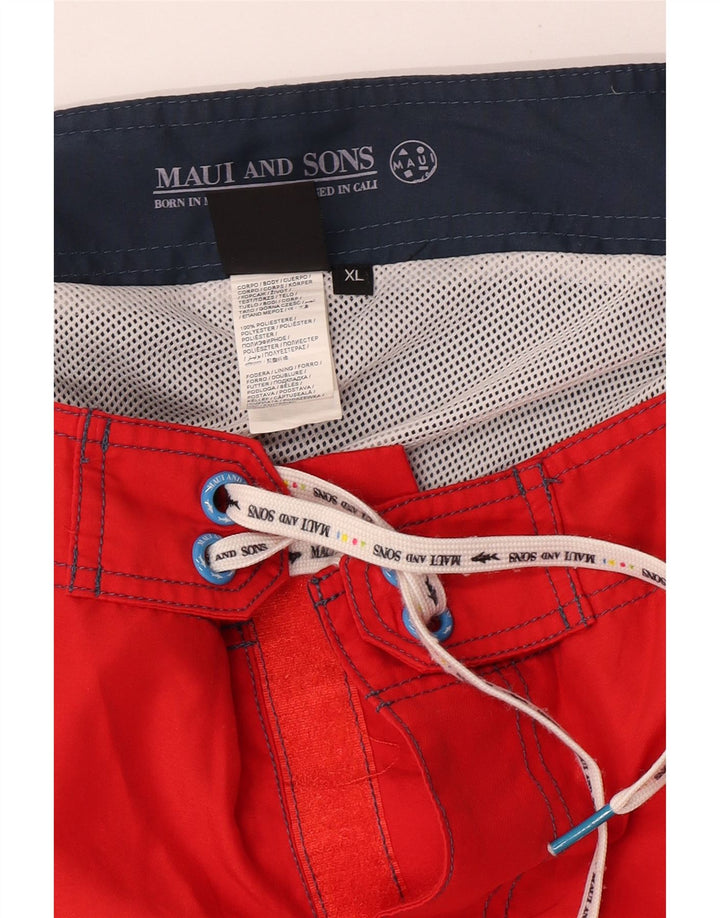 Maui and Sons Mens Swimming Shorts XL  Red Colourblock Polyester