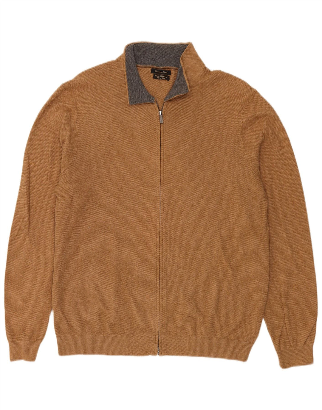MASSIMO DUTTI Mens Cardigan Sweater Large Brown Cotton
