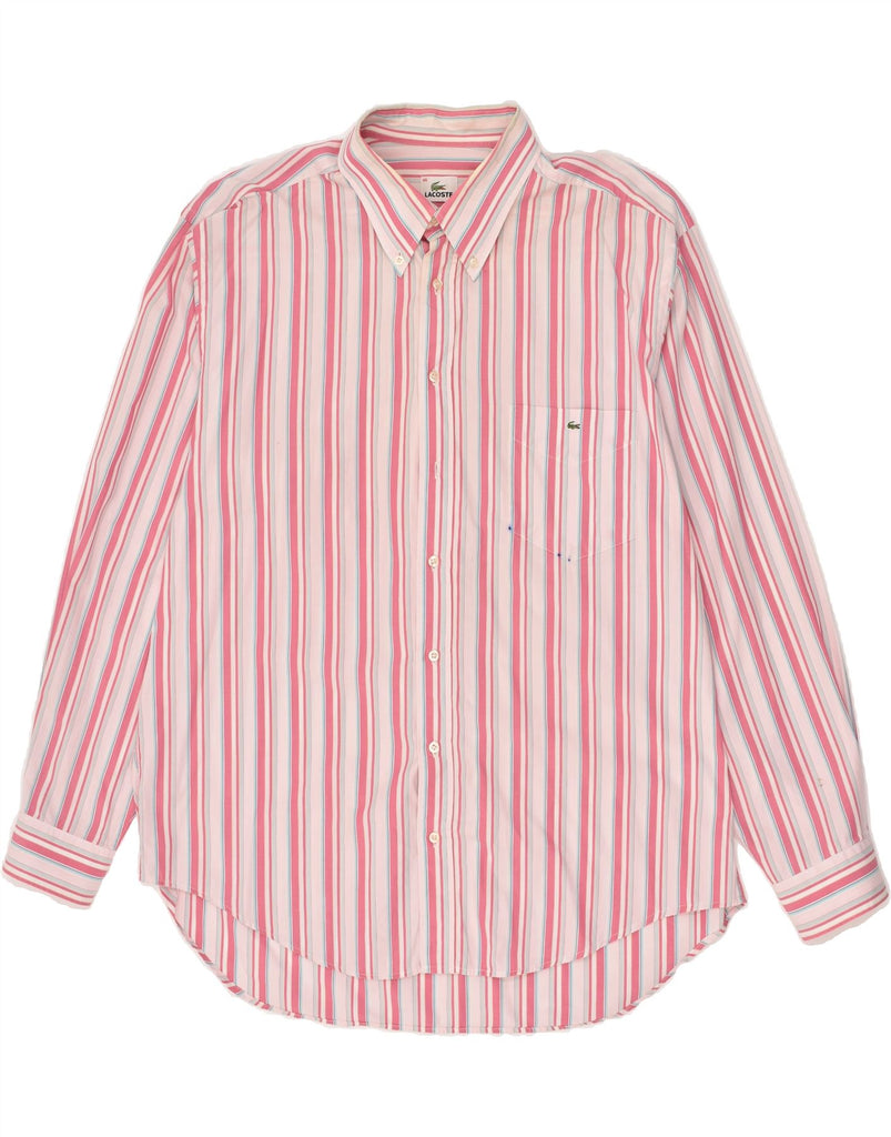 LACOSTE Mens Shirt Size 46 XL Pink Striped Cotton | Vintage Lacoste | Thrift | Second-Hand Lacoste | Used Clothing | Messina Hembry 