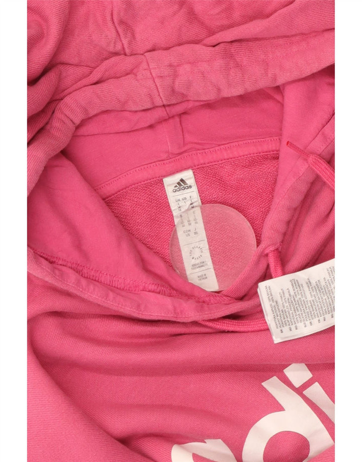 ADIDAS Womens Graphic Hoodie Jumper UK 16/18 Large Pink Cotton