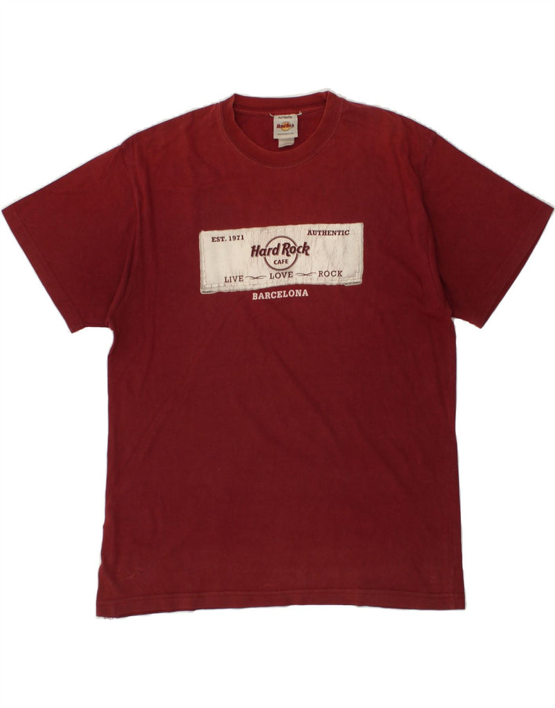 HARD ROCK CAFE Mens Barcelona Graphic T-Shirt Top Large Burgundy | Vintage Hard Rock Cafe | Thrift | Second-Hand Hard Rock Cafe | Used Clothing | Messina Hembry 