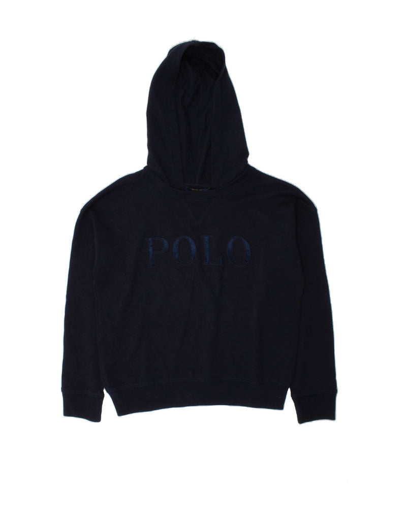 POLO RALPH LAUREN Boys Graphic Hoodie Jumper 15-16 Years XL Navy Blue Vintage Polo Ralph Lauren and Second-Hand Polo Ralph Lauren from Messina Hembry 