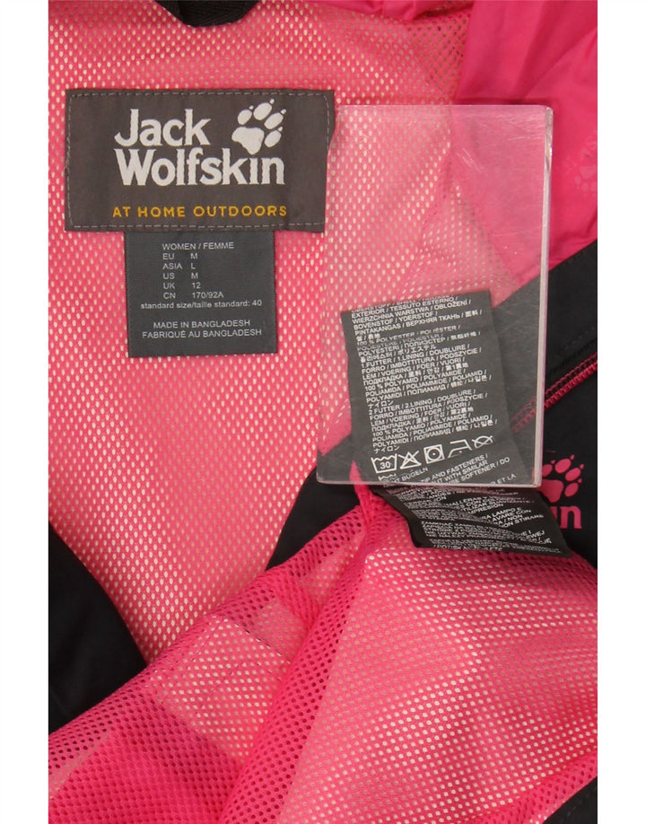 Jack Wolfskin Womens Hooded Rain Jacket UK 12 Medium Black Polyester