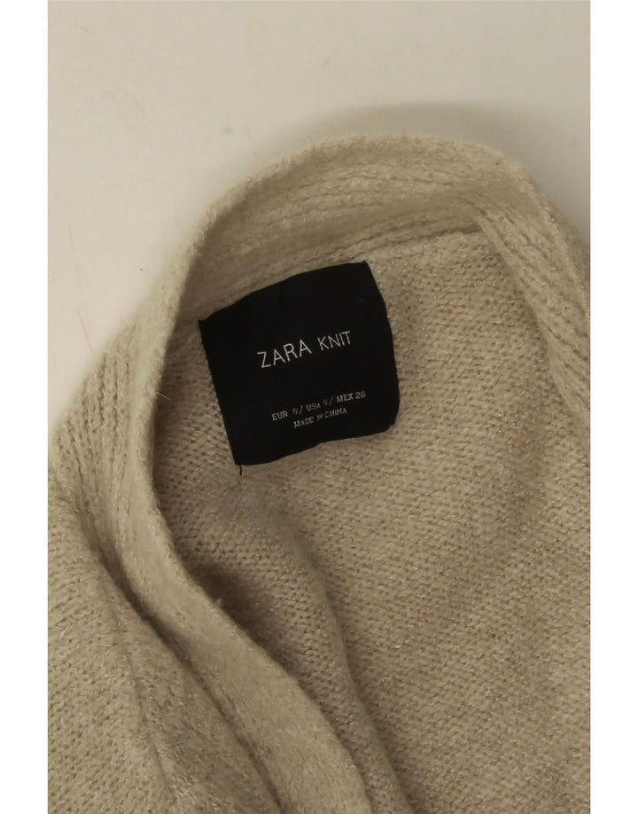 Zara Womens Open Cardigan Sweater UK 10 Small Beige