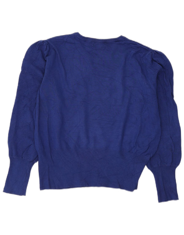 Marks & Spencer Womens Crop Crew Neck Jumper Sweater UK 16 Large Navy Blue