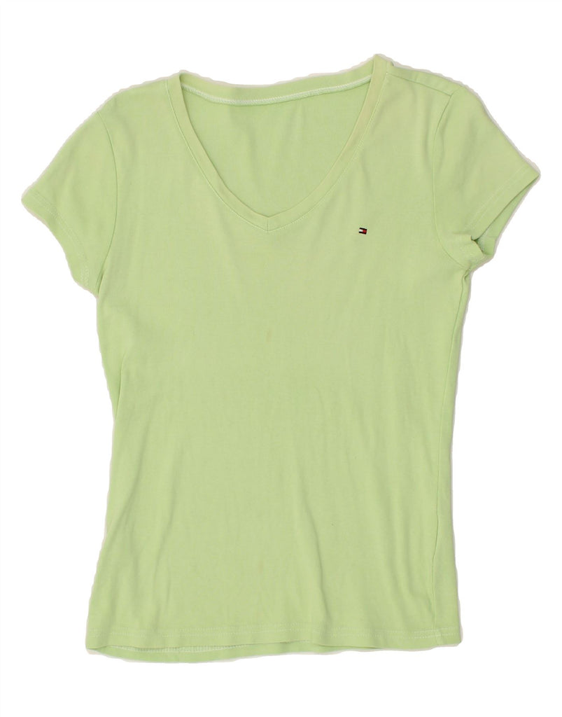 TOMMY HILFIGER Womens T-Shirt Top UK 10 Small Green Vintage Tommy Hilfiger and Second-Hand Tommy Hilfiger from Messina Hembry 