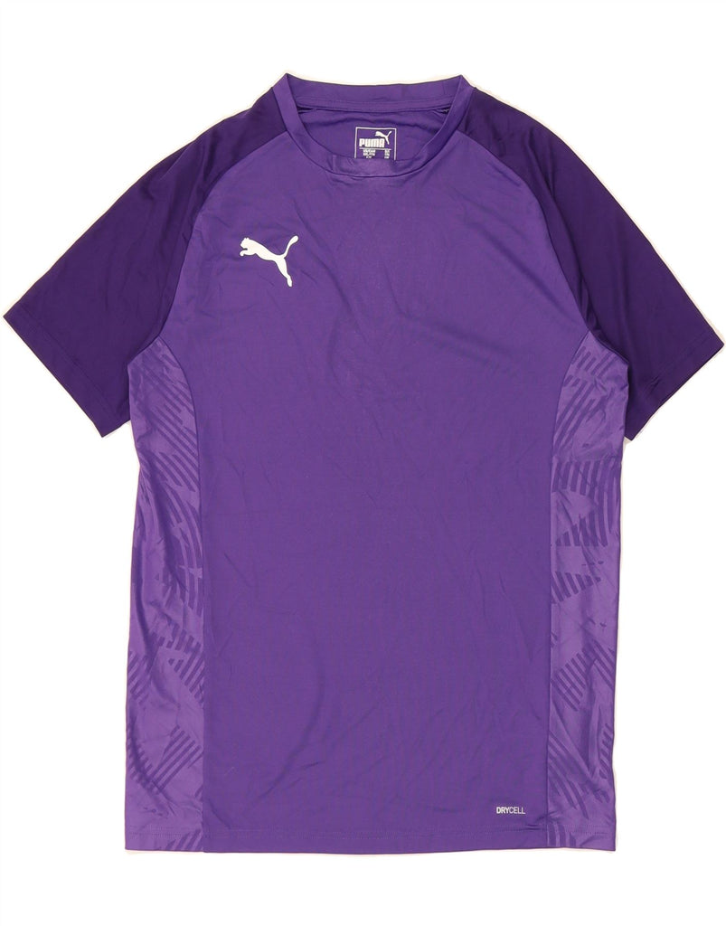 PUMA Boys T-Shirt Top 15-16 Years Purple Colourblock Polyester Vintage Puma and Second-Hand Puma from Messina Hembry 