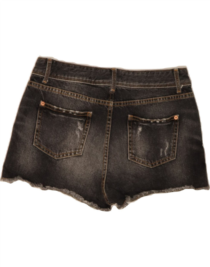 BENETTON Womens Distressed Denim Shorts W28 Medium Black Cotton Vintage Benetton and Second-Hand Benetton from Messina Hembry 