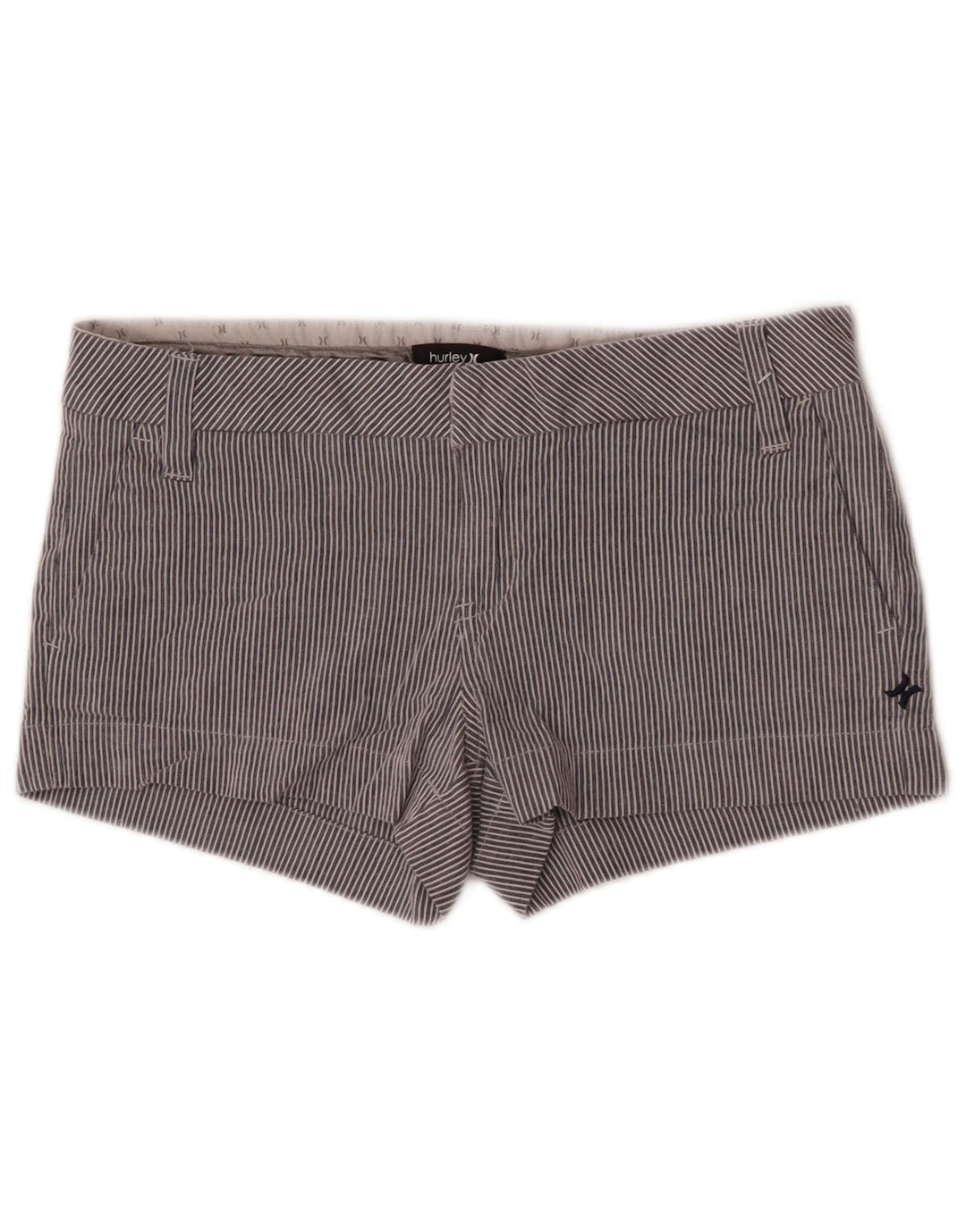 Hurley Womens Hot Pants US 7 Medium W32 Blue Striped Cotton