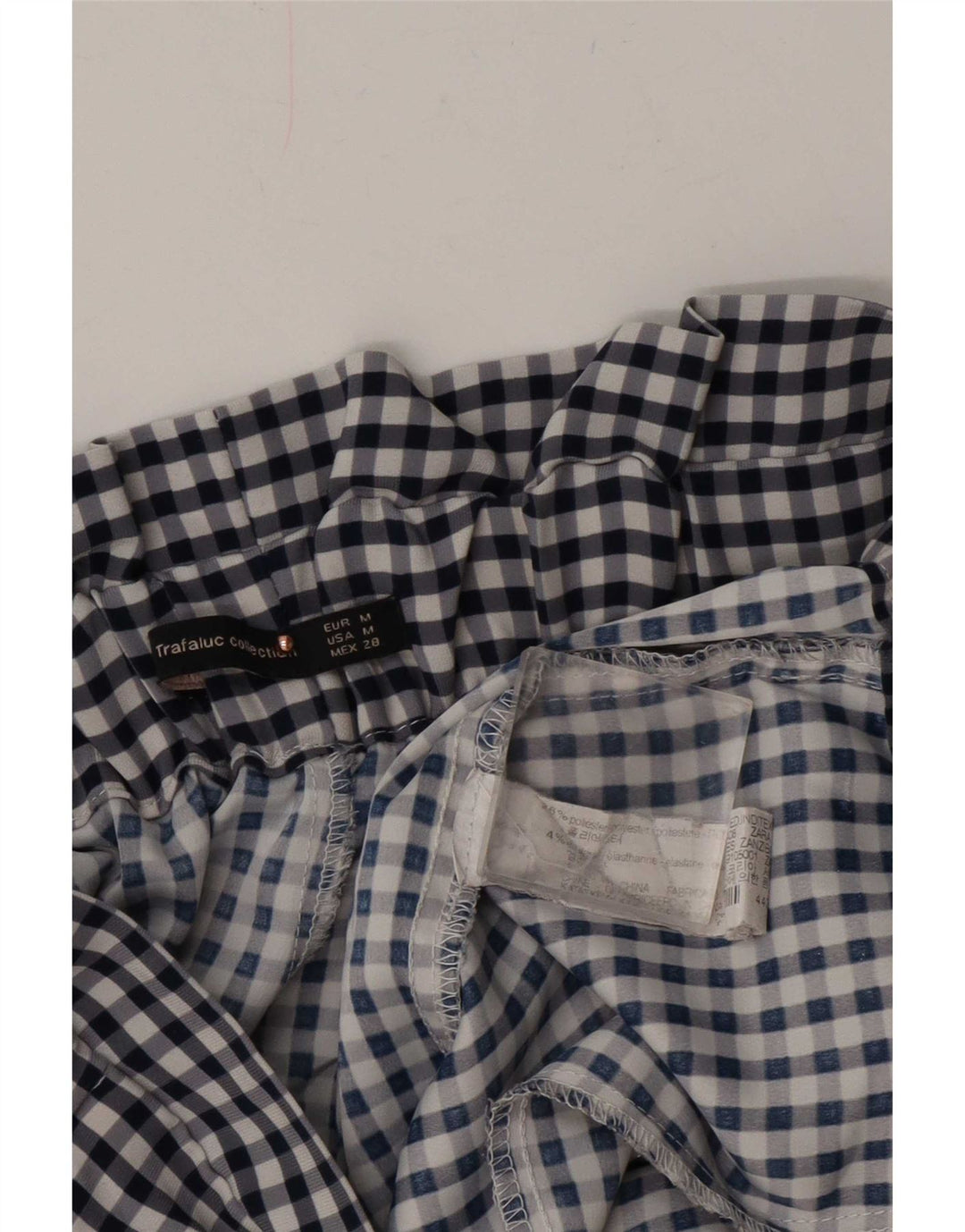 Zara Womens Cullotes Capri Trousers Medium W28 L22 Navy Blue Gingham