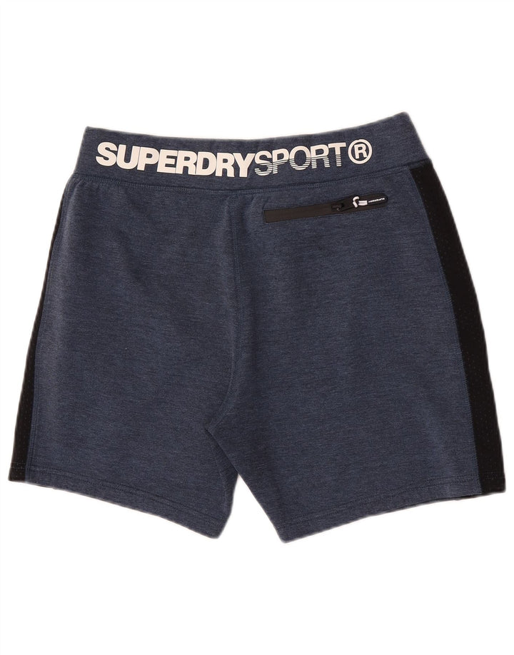 Superdry Mens Graphic Sport Shorts Large  Navy Blue Colourblock Polyester