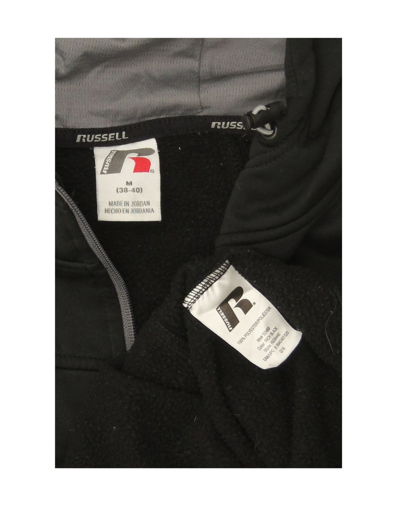 RUSSELL ATHLETIC Mens Zip Hoodie Sweater UK 38/40 Medium Black Polyester Vintage Russell Athletic and Second-Hand Russell Athletic from Messina Hembry 