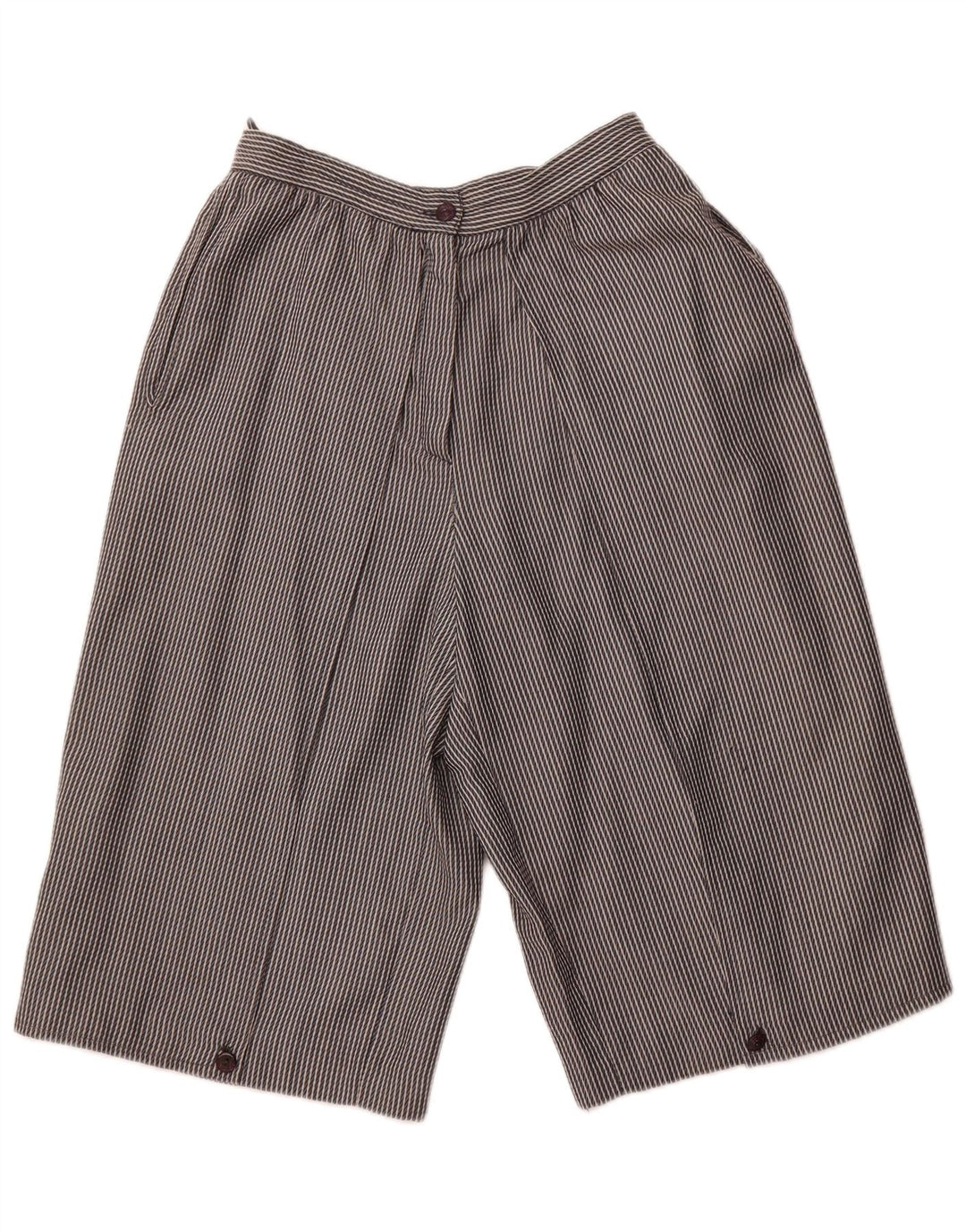 VINTAGE Womens High Waist Bermuda Shorts IT 44 Medium W26 Grey Striped