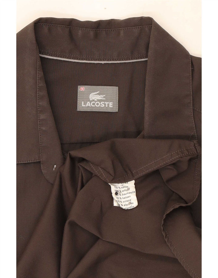 Lacoste Mens Shirt Size 43 Large Brown Cotton