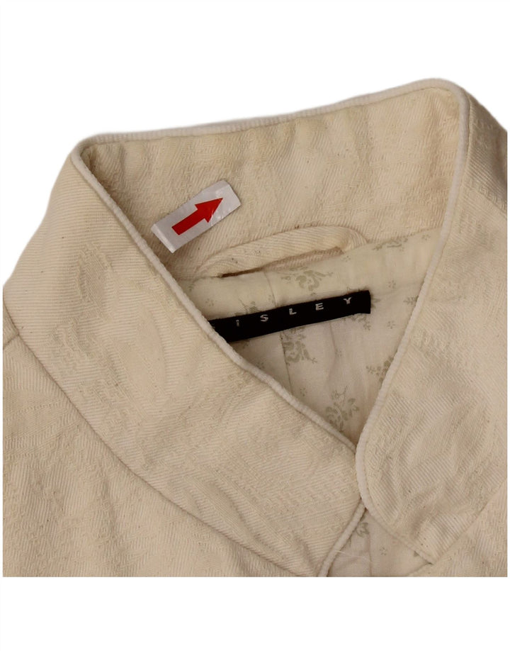 SISLEY Womens Overcoat IT 42 Medium Off White Cotton