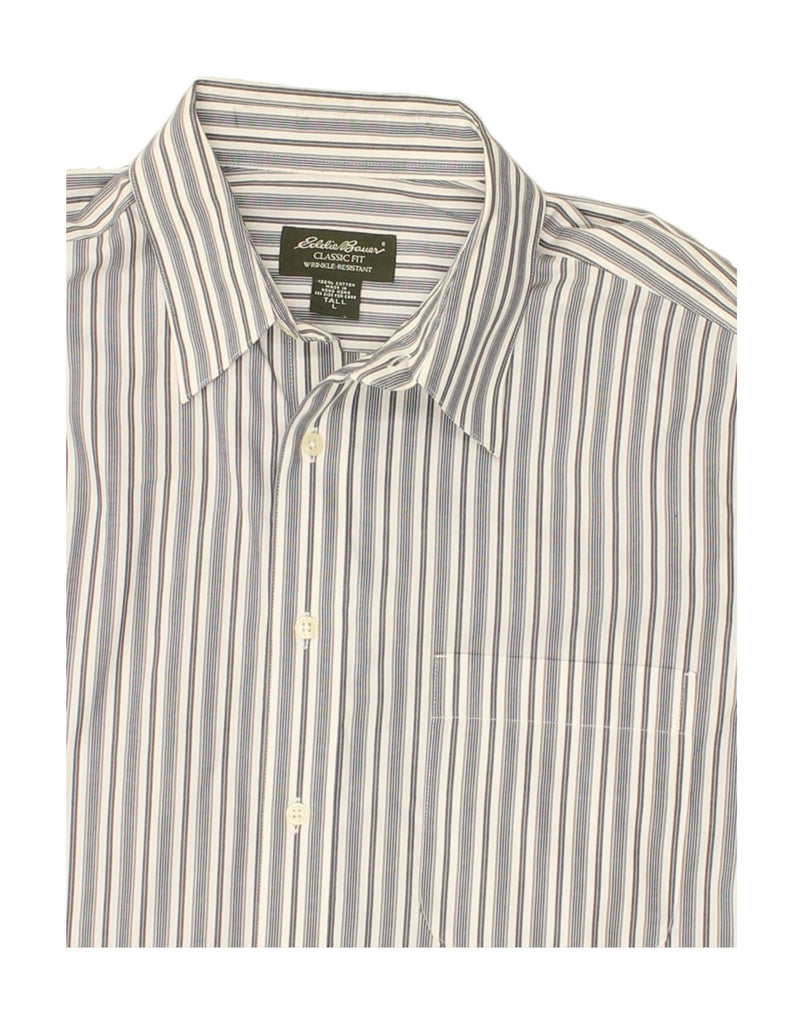 EDDIE BAUER Mens Tall Classic Fit Shirt Large Grey Striped Cotton Vintage Eddie Bauer and Second-Hand Eddie Bauer from Messina Hembry 