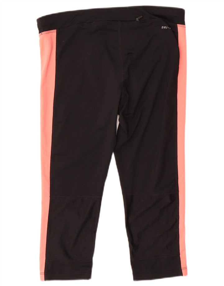 Nike Womens Dri Fit Capri Leggings UK 14 Medium Black Colourblock