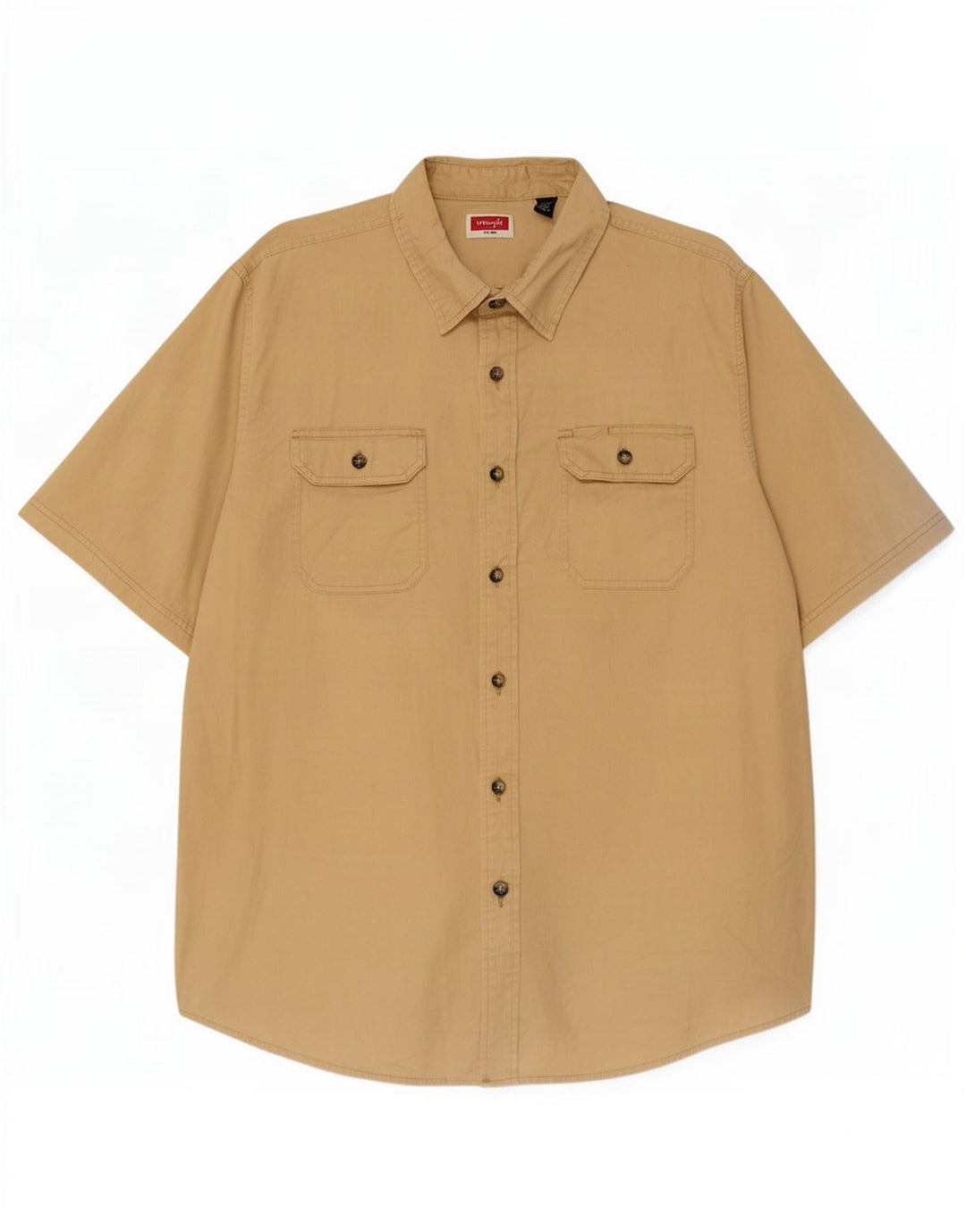Wrangler Mens Short Sleeve Shirt XL Beige Cotton