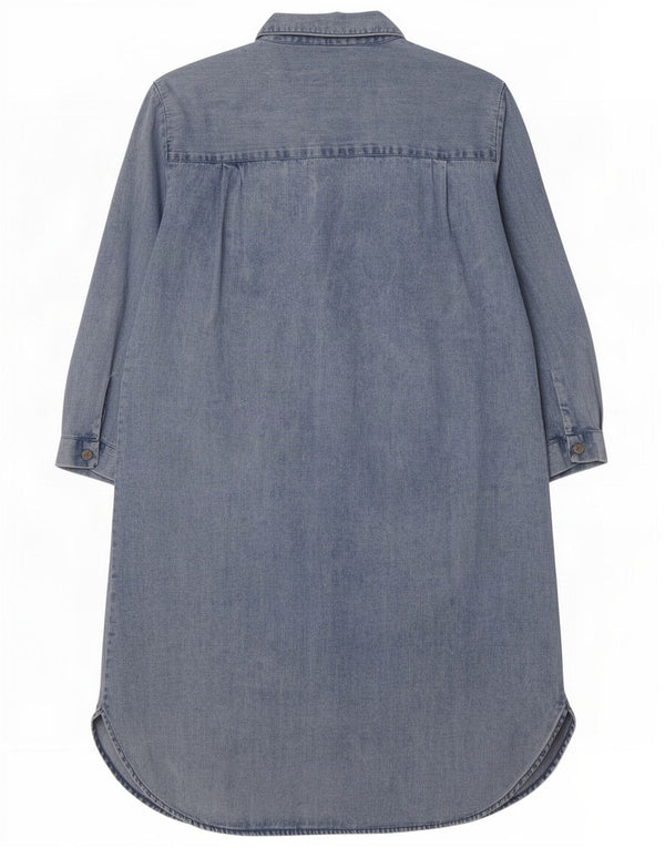 Zara Womens 3/4 Sleeve Denim Dress UK 14 Large Blue Cotton