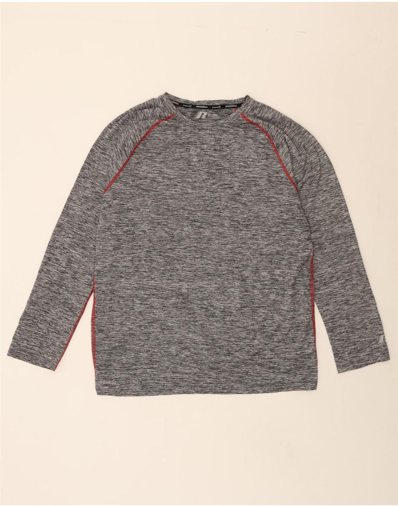 RUSSELL ATHLETIC Mens Top Long Sleeve UK 46/48 XL Grey Flecked Polyester Vintage Russell Athletic and Second-Hand Russell Athletic from Messina Hembry 