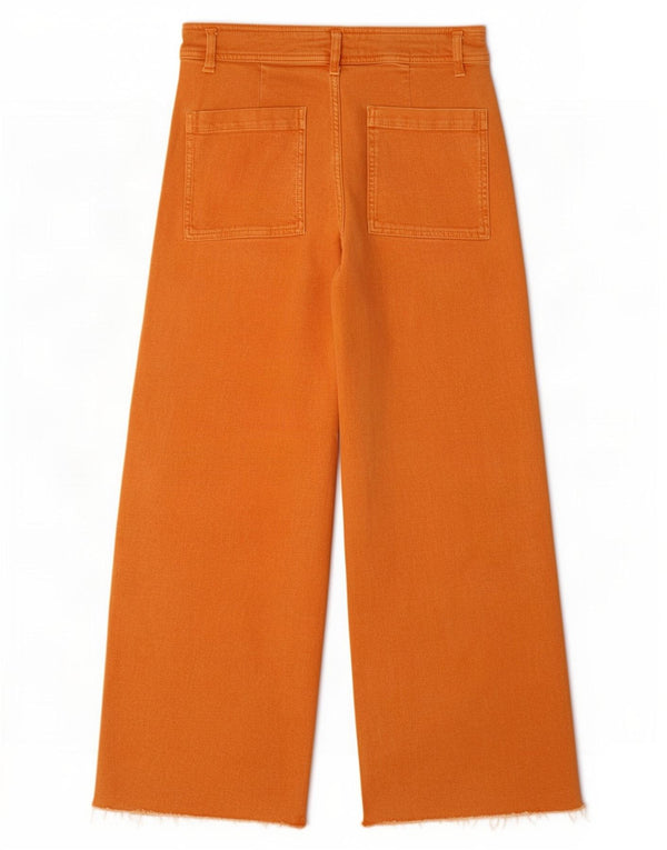 Zara Womens The Marine High Waist Wide Leg Jeans EU 42 Large W32 L29 Orange