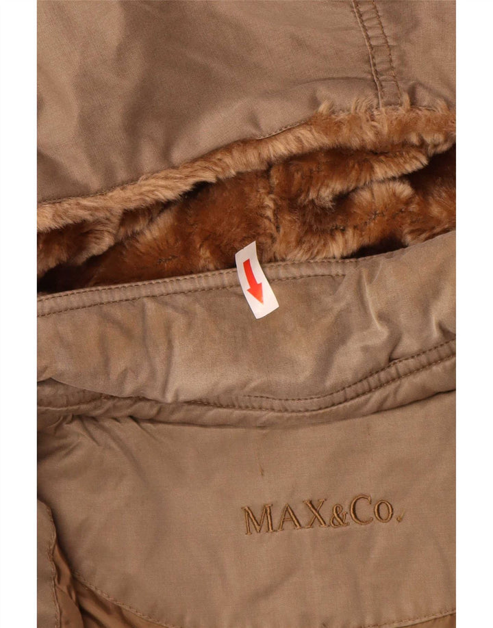 Max & Co. Womens Hooded Padded Coat UK 12 Medium Brown Cotton