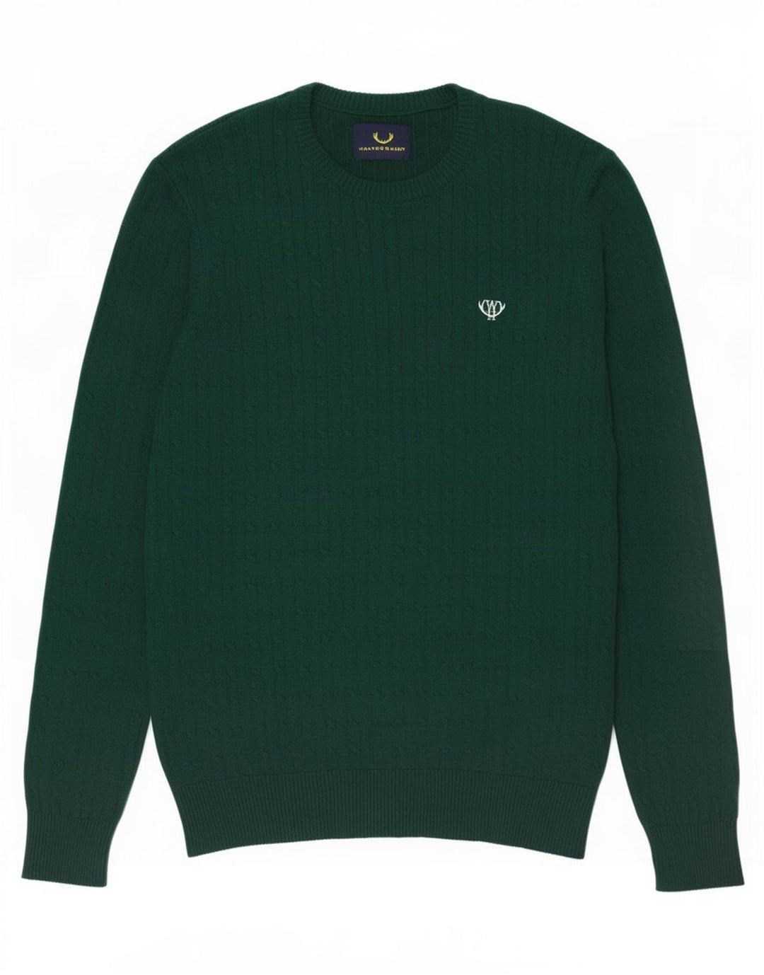 Vintage Mens Crew Neck Jumper Sweater Medium Green Cotton