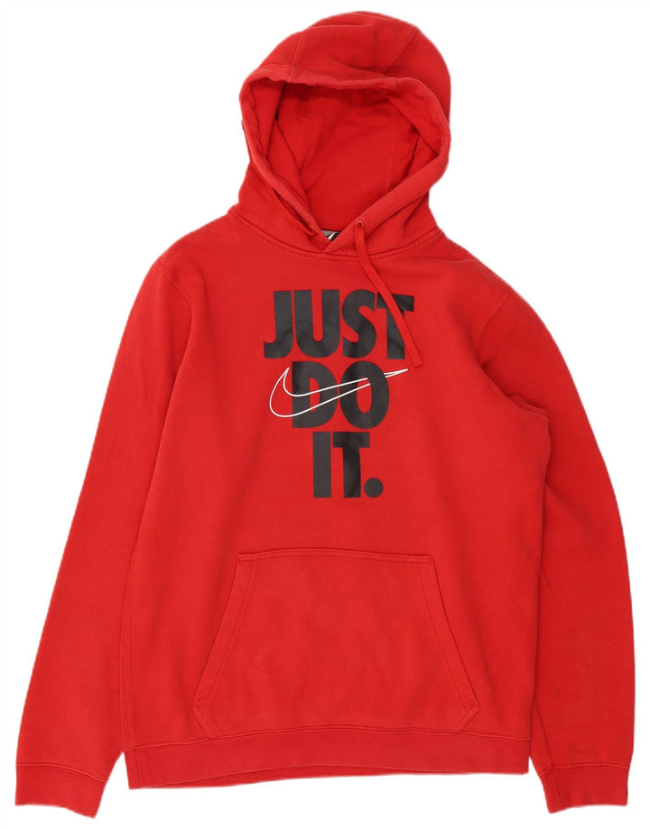 NIKE Mens Graphic Hoodie Jumper Medium Red Cotton