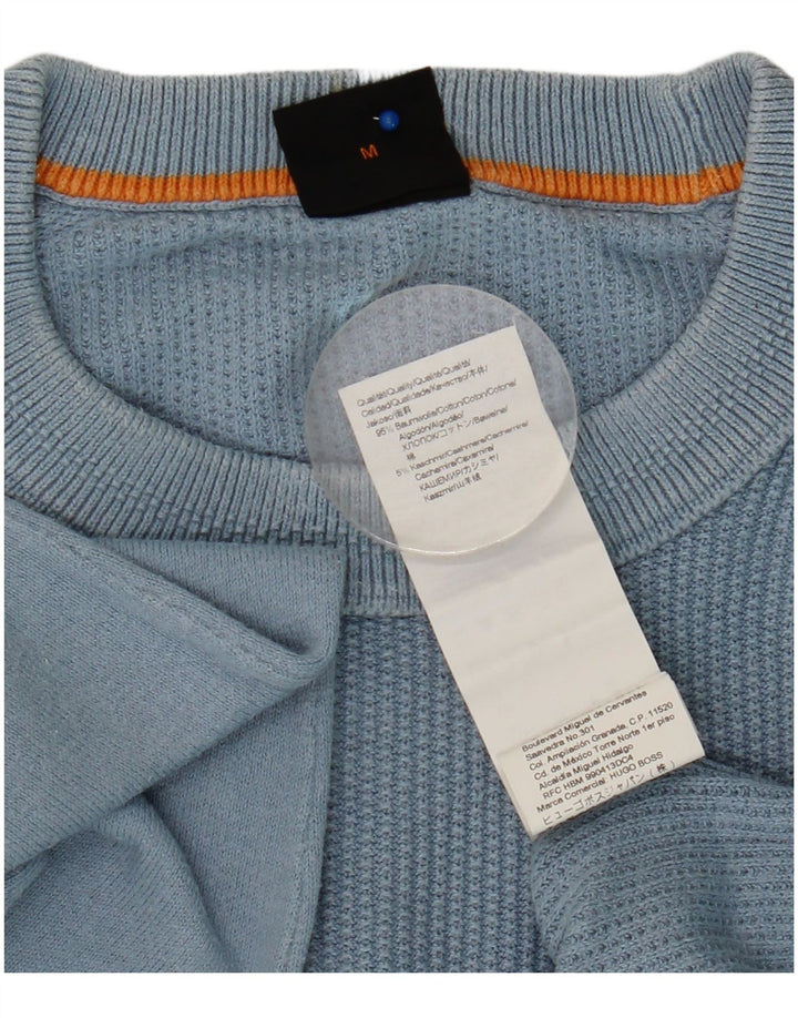 Hugo Boss Womens Crew Neck Jumper Sweater UK 14 Medium Blue Cotton