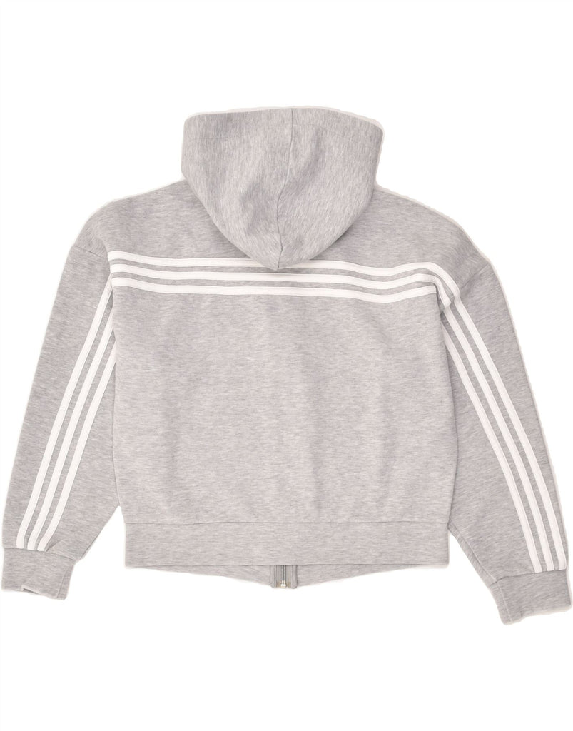 ADIDAS Womens Oversized Zip Hoodie Sweater UK 4-6 XS Grey Cotton | Vintage Adidas | Thrift | Second-Hand Adidas | Used Clothing | Messina Hembry 