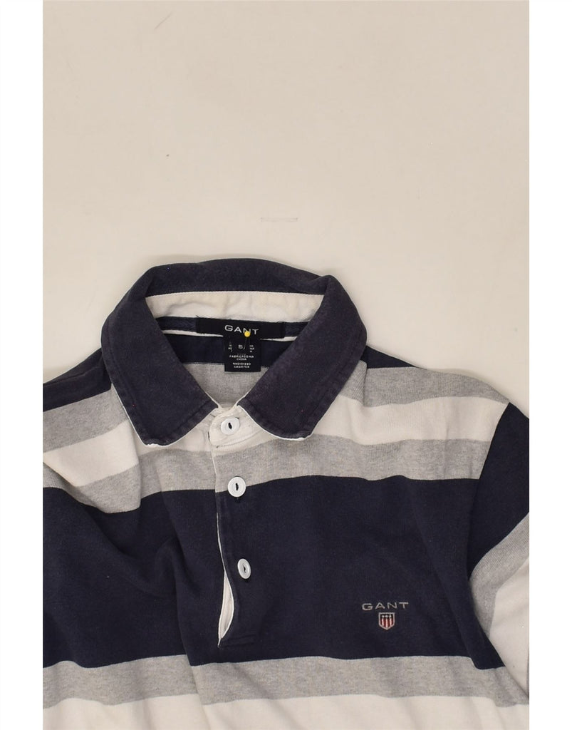 GANT Mens Long Sleeve Polo Shirt Small Navy Blue Striped Cotton | Vintage Gant | Thrift | Second-Hand Gant | Used Clothing | Messina Hembry 