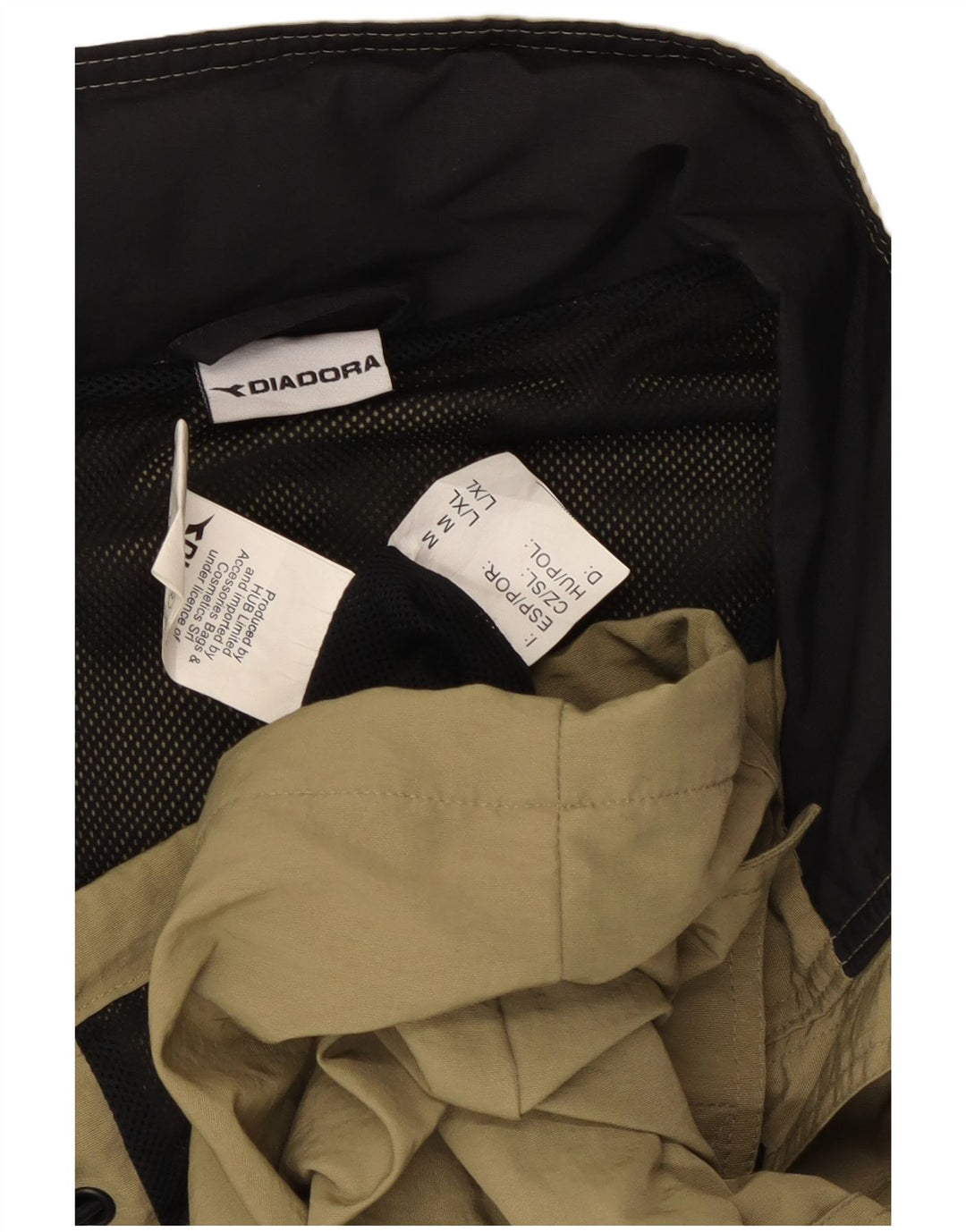 Diadora Mens Hooded Rain Jacket UK 40 Large Khaki Polyamide