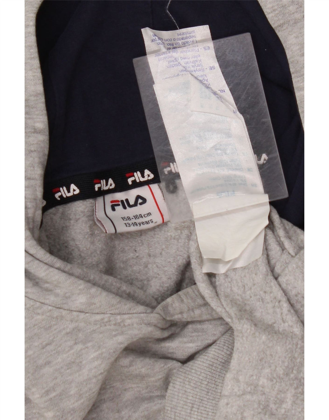 FILA Boys Graphic Hoodie Jumper 13-14 Years Grey Cotton