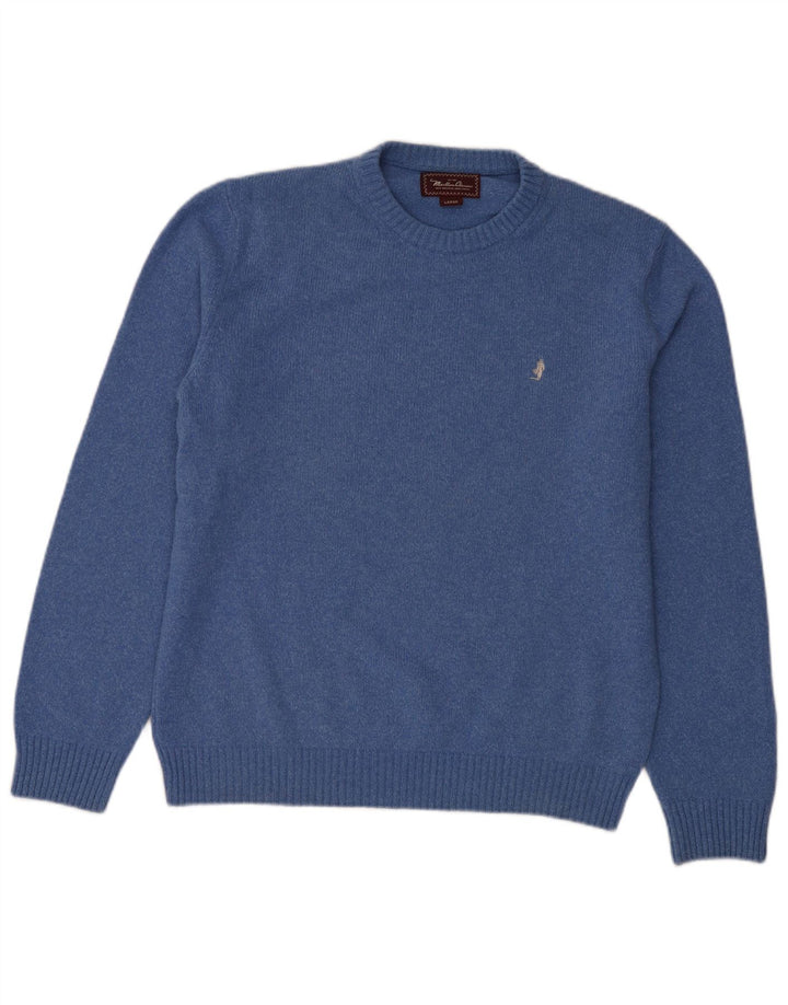 Marlboro Classics Mens Crew Neck Jumper Sweater Large Blue Wool