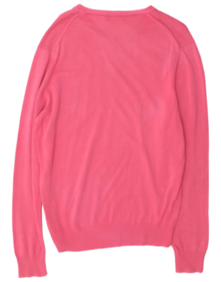 Zara Mens V-Neck Jumper Sweater Medium Pink Cotton