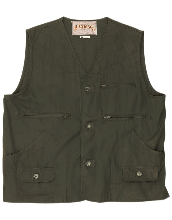 Vintage Mens Utility Gilet IT 58 4XL Green Cotton