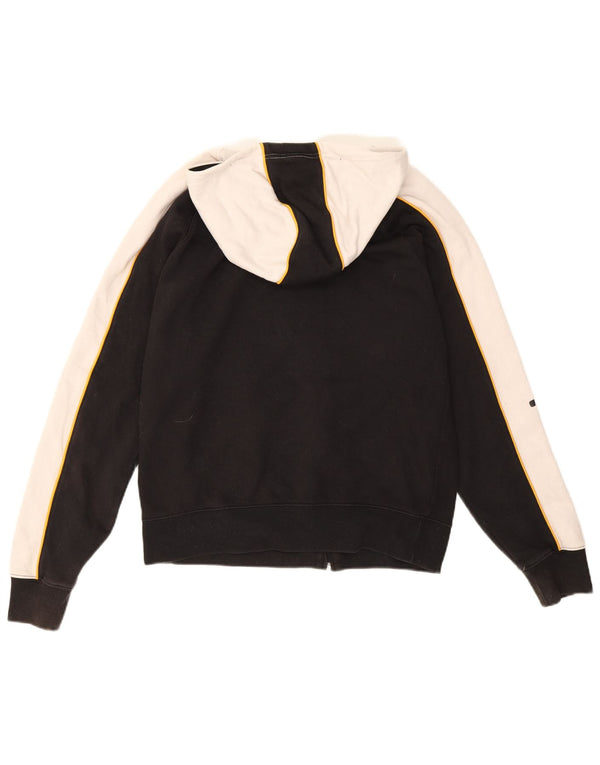 Champion Womens Graphic Zip Hoodie Sweater UK 14 Medium Black Colourblock