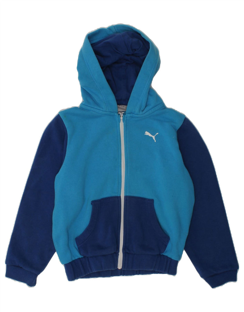 PUMA Boys Zip Hoodie Sweater 3-4 Years Blue Colourblock Cotton | Vintage Puma | Thrift | Second-Hand Puma | Used Clothing | Messina Hembry 