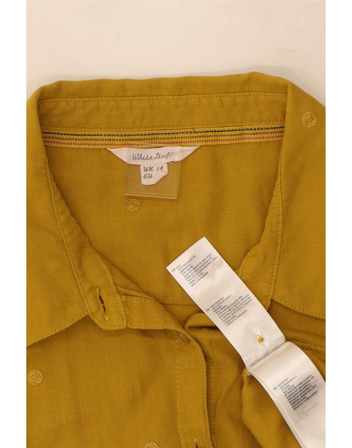 White Stuff Womens Shirt UK 14 Large Yellow Spotted Cotton