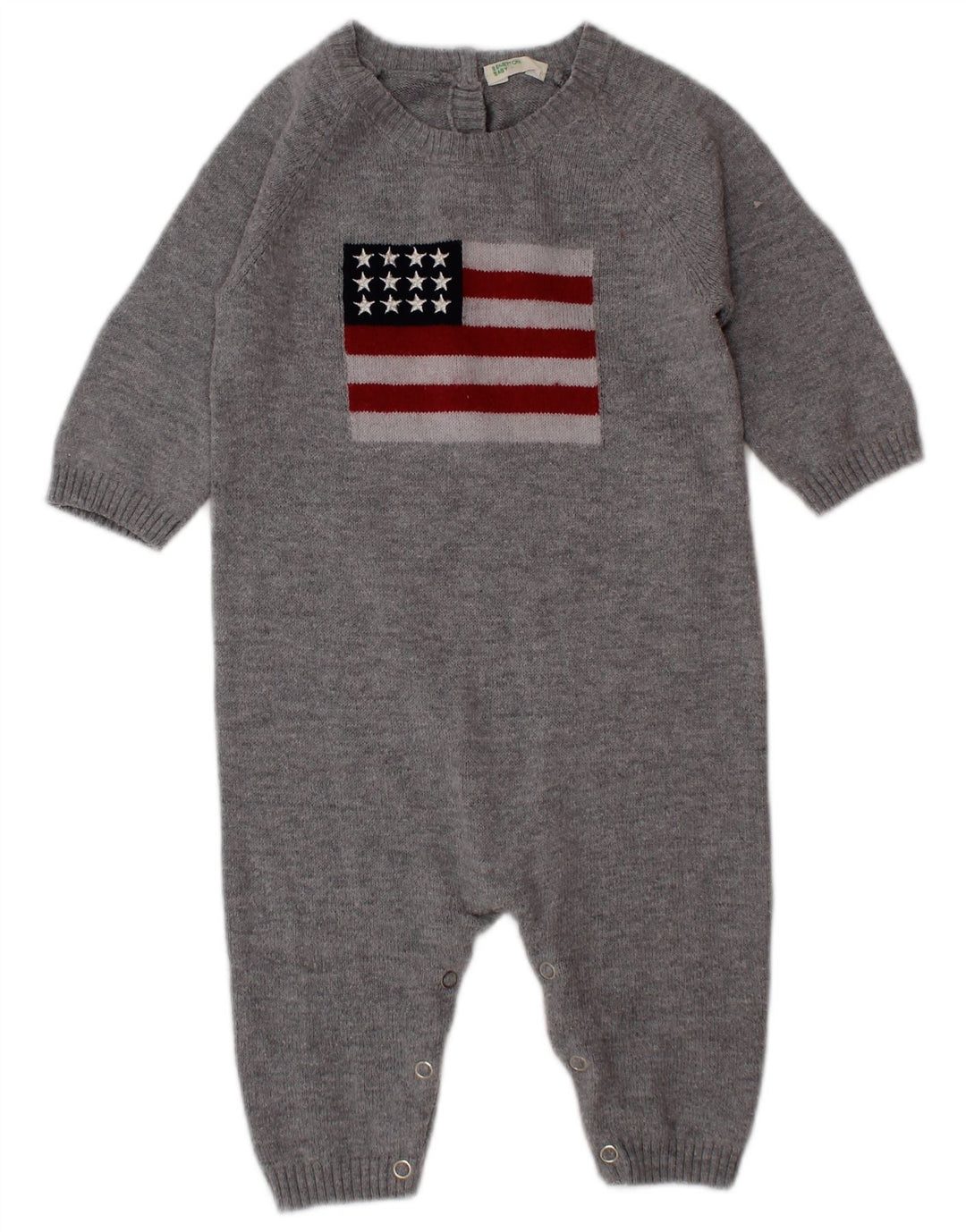 BENETTON Baby Boys Graphic Jumpsuit 3-6 Months Grey