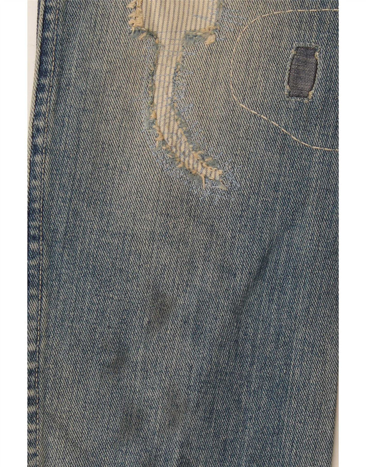 Wrangler Mens Distressed Straight Jeans W29 L32 Blue Patchwork Cotton