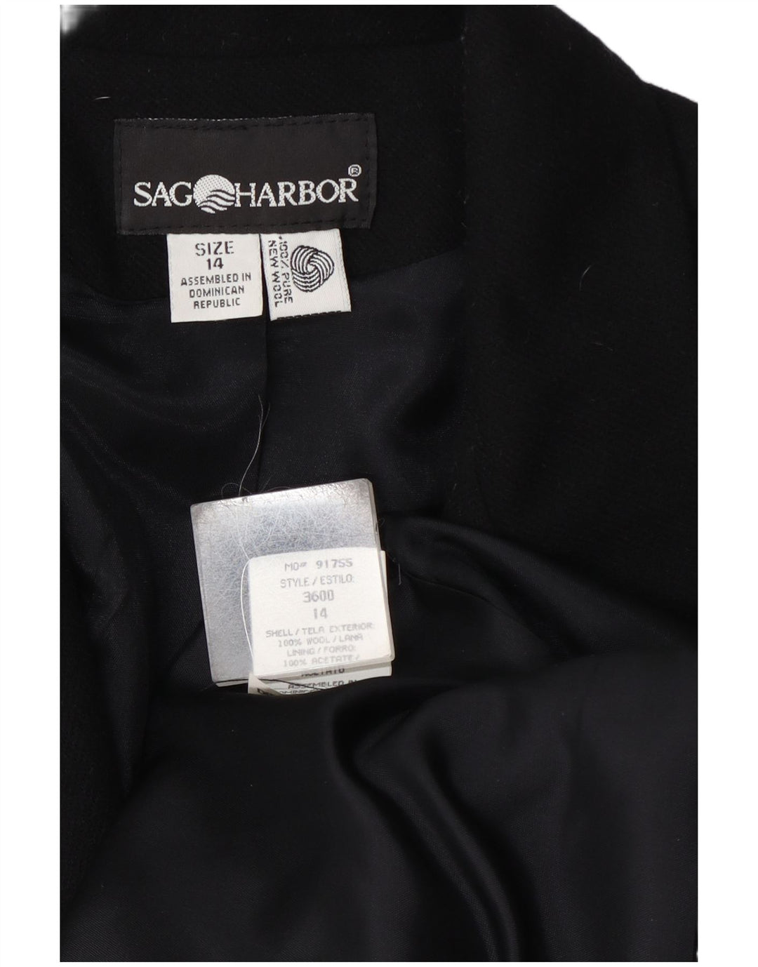 Sag Harbor Womens 1 Button Blazer Jacket UK 14 Large Black Wool