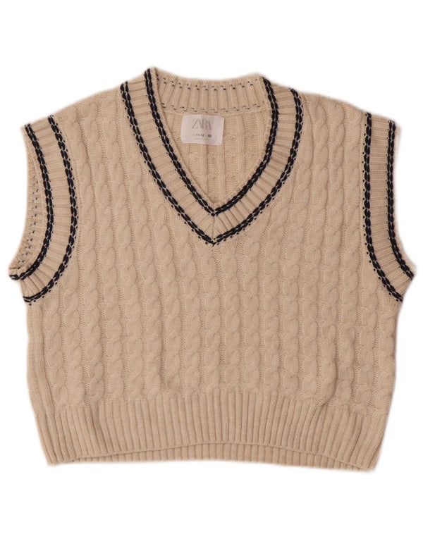 Zara Girls Vest Tank Top 11-12 Years Off White Polyester