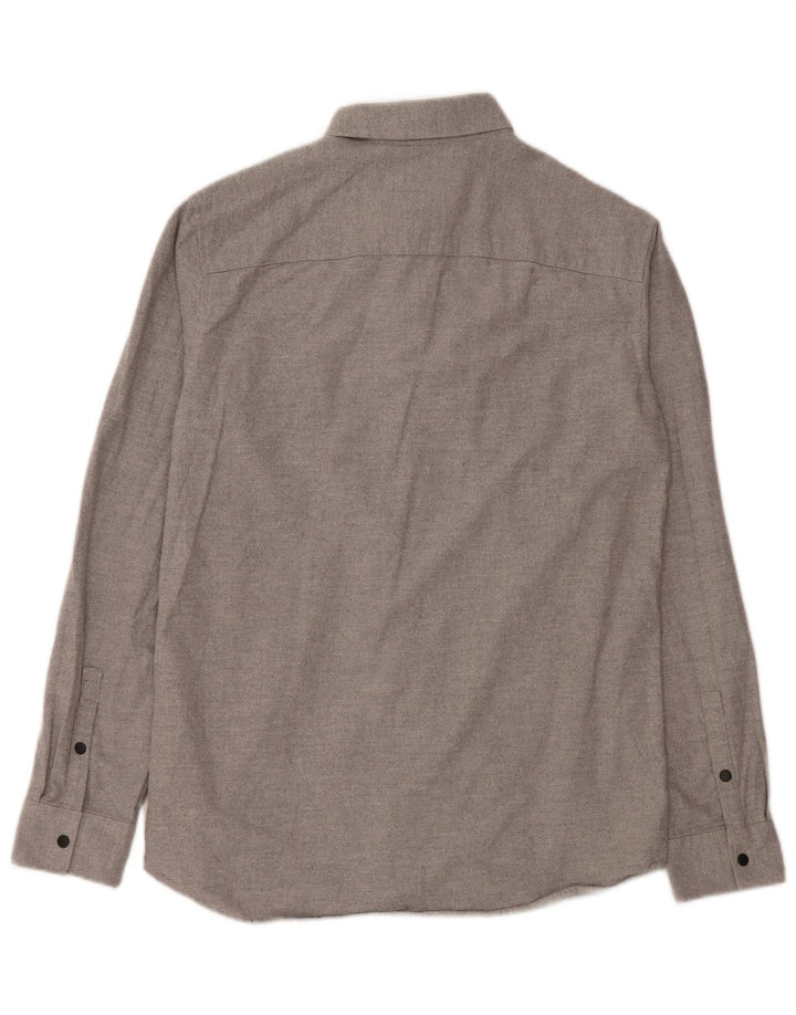 JACK & JONES Mens Regular Fit Flannel Shirt Medium Grey Cotton