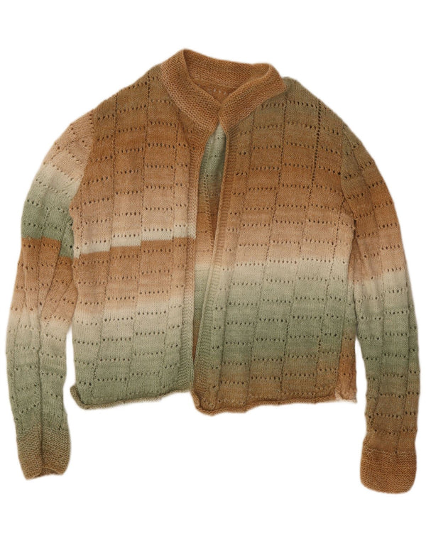 Vintage Womens Open Cardigan Sweater UK 18 XL Brown Striped