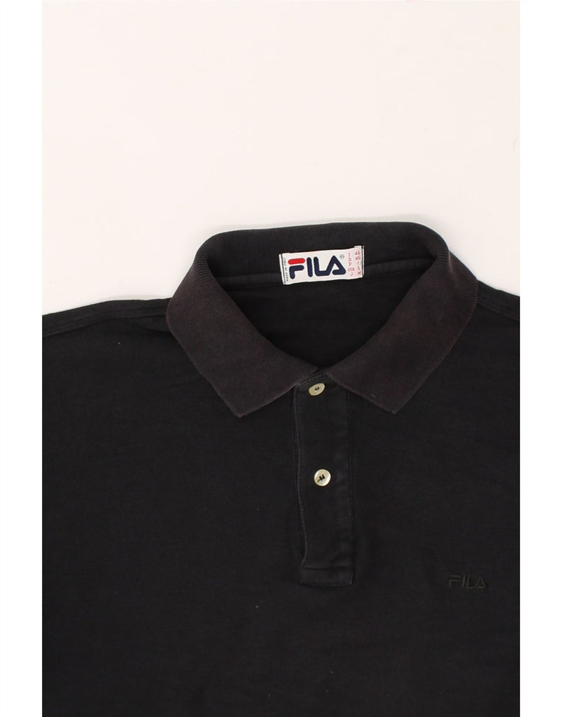 FILA Mens Polo Shirt IT 46 Small Black Cotton | Vintage Fila | Thrift | Second-Hand Fila | Used Clothing | Messina Hembry 