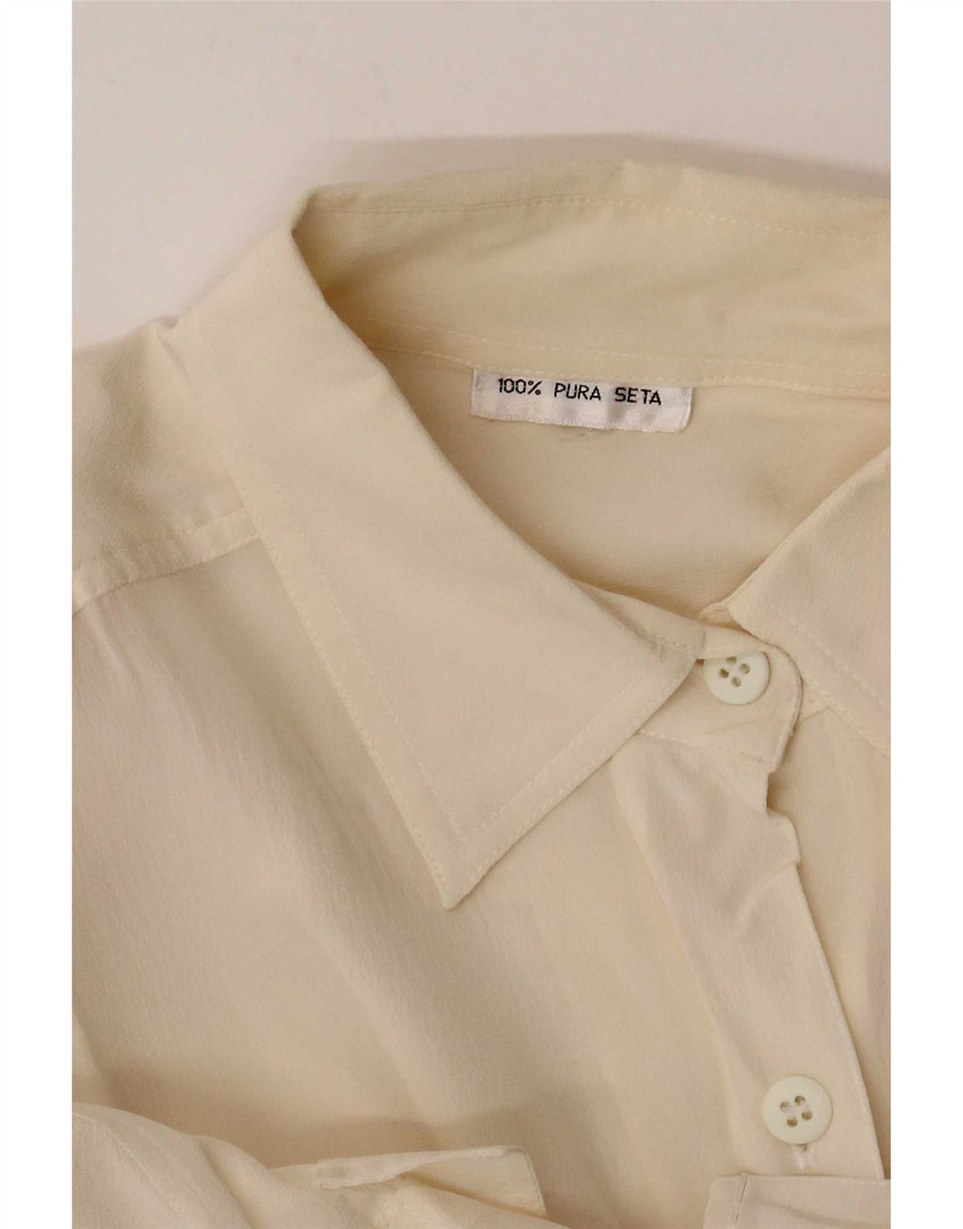 Vintage Womens Shirt Blouse UK 12 Medium Off White Silk