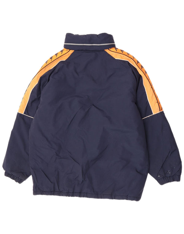 Kappa Mens Graphic Hooded Padded Jacket UK 38 Medium Navy Blue Colourblock