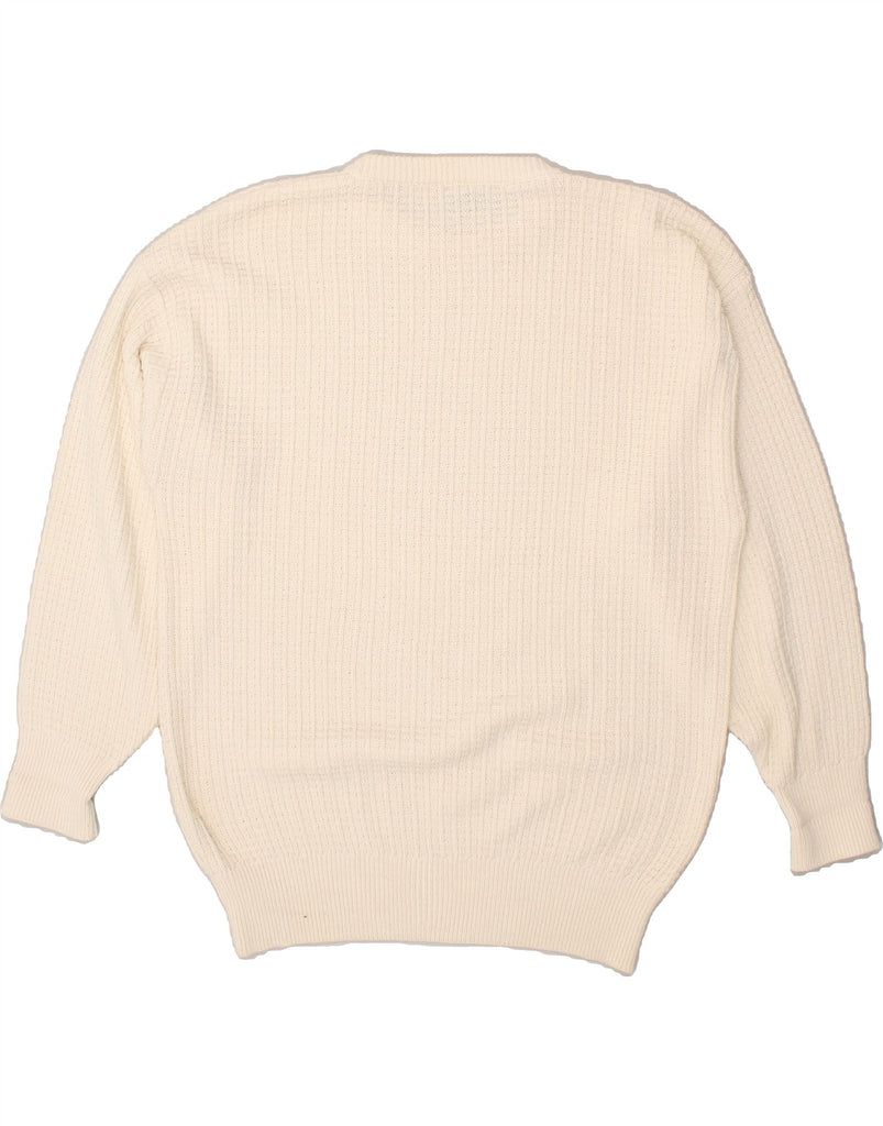 VINTAGE Mens Crew Neck Jumper Sweater Large Beige Cotton Vintage Vintage and Second-Hand Vintage from Messina Hembry 