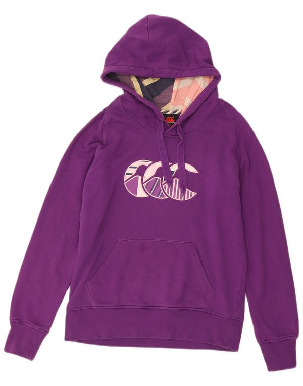 Canterbury Womens Graphic Hoodie Jumper UK 12 Medium Purple Cotton